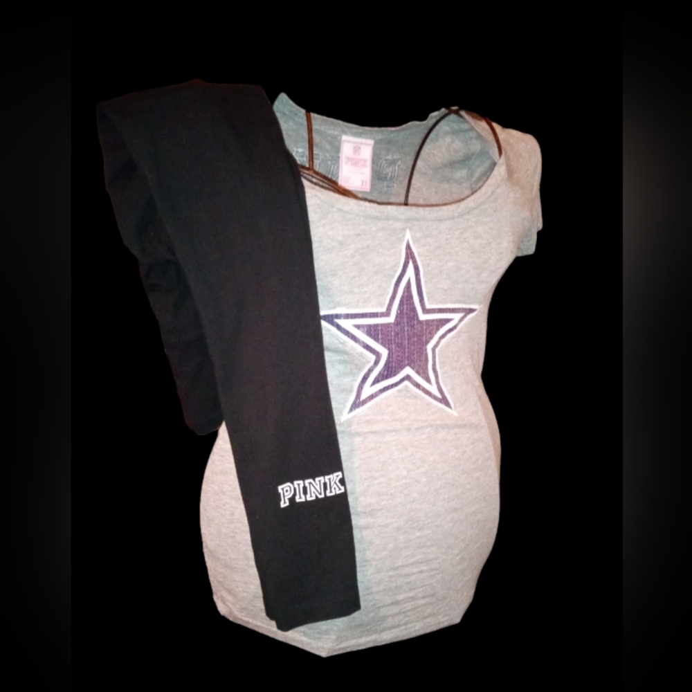Pink VS NFL Dallas Cowboys Bling Bling T-shirt & Pink Yoga Leggings Ladies Sz XS